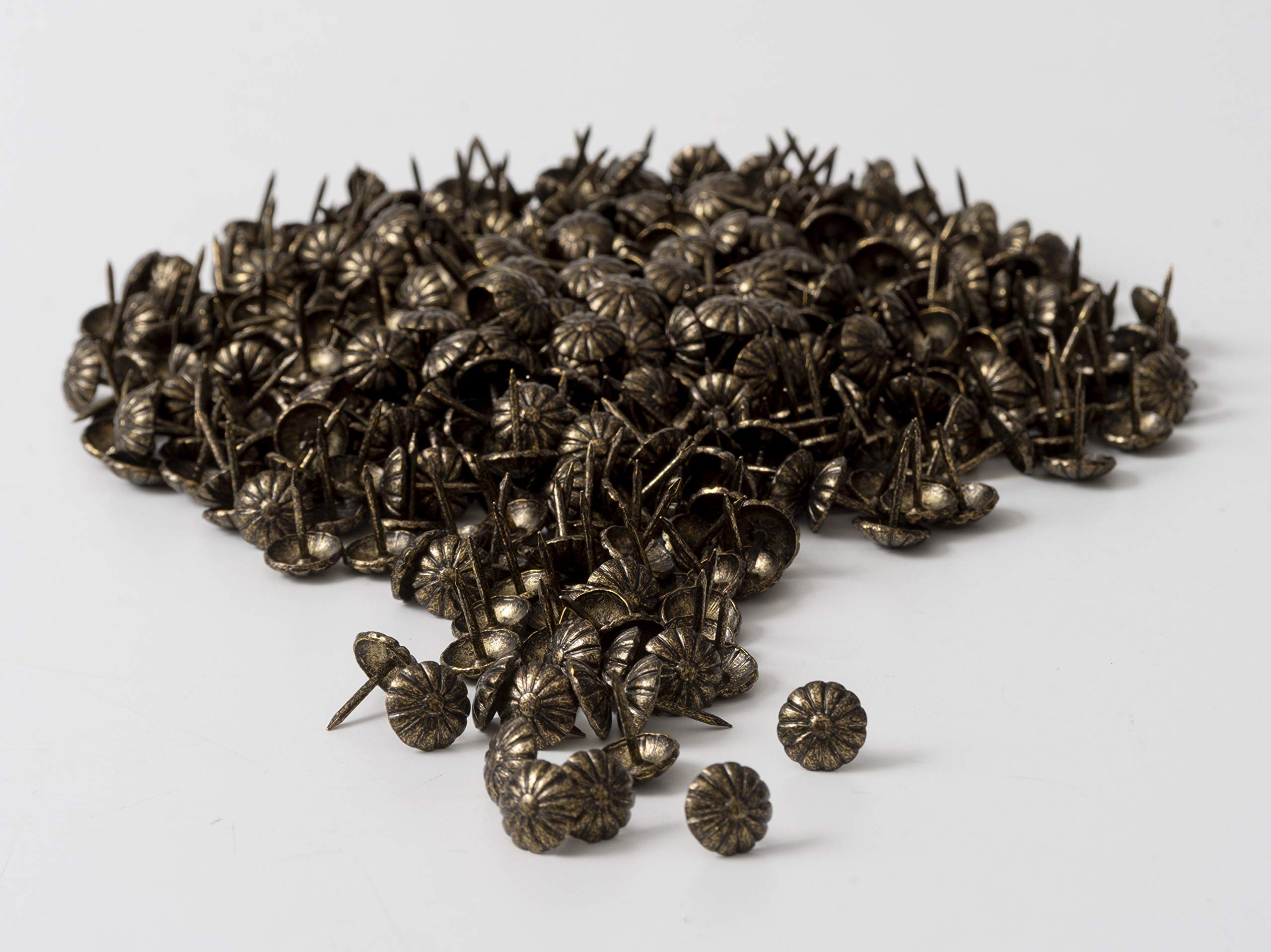 IPEA Chiodi da Tappezzeria Fiore 200 pezzi Borchie Decorative Oro Antico 11 x 12 mm Made in Italy
