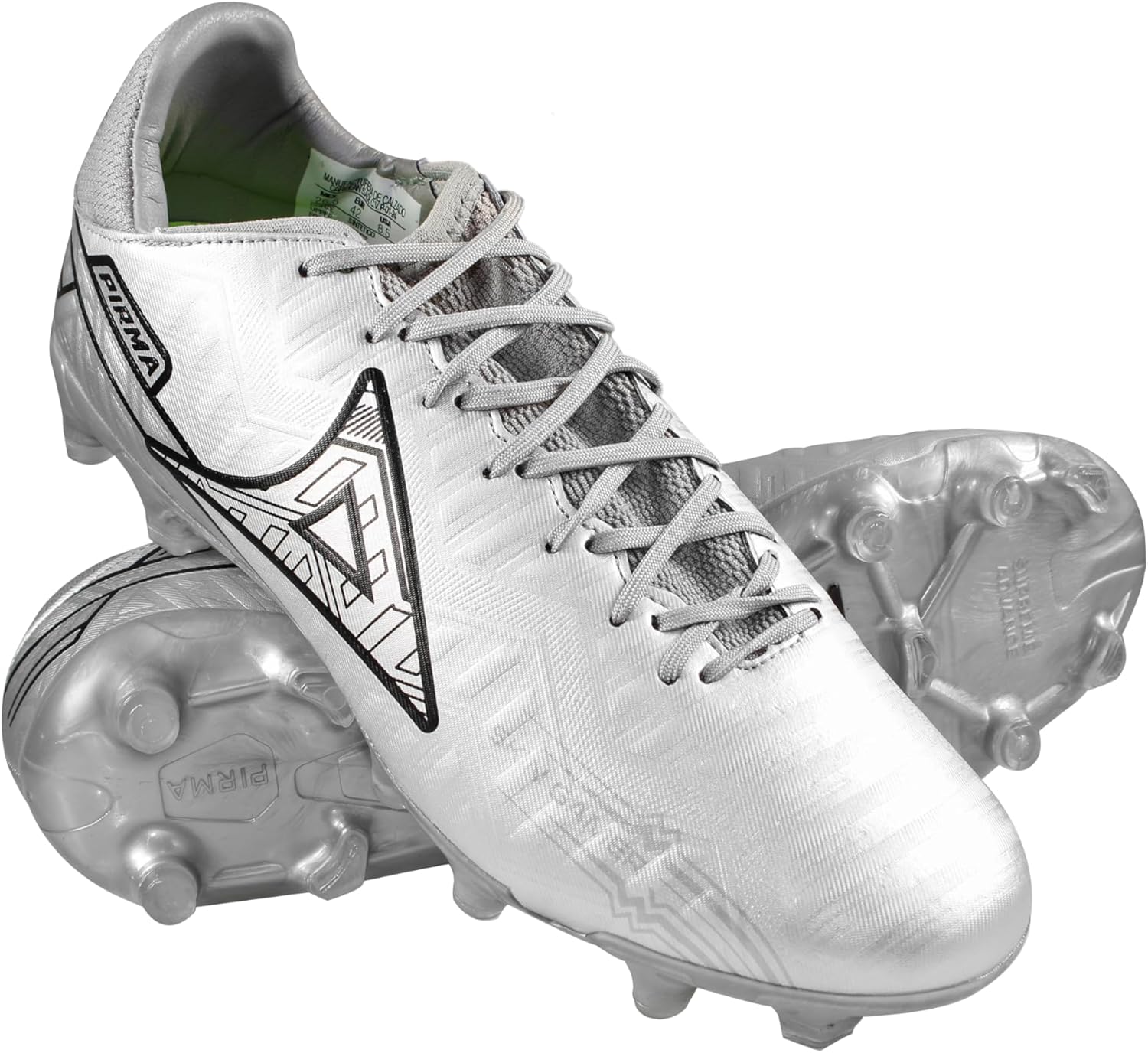 Pirma Soccer Cleats-Style 3046 - Skin Gamer Silver/Black Firm Ground