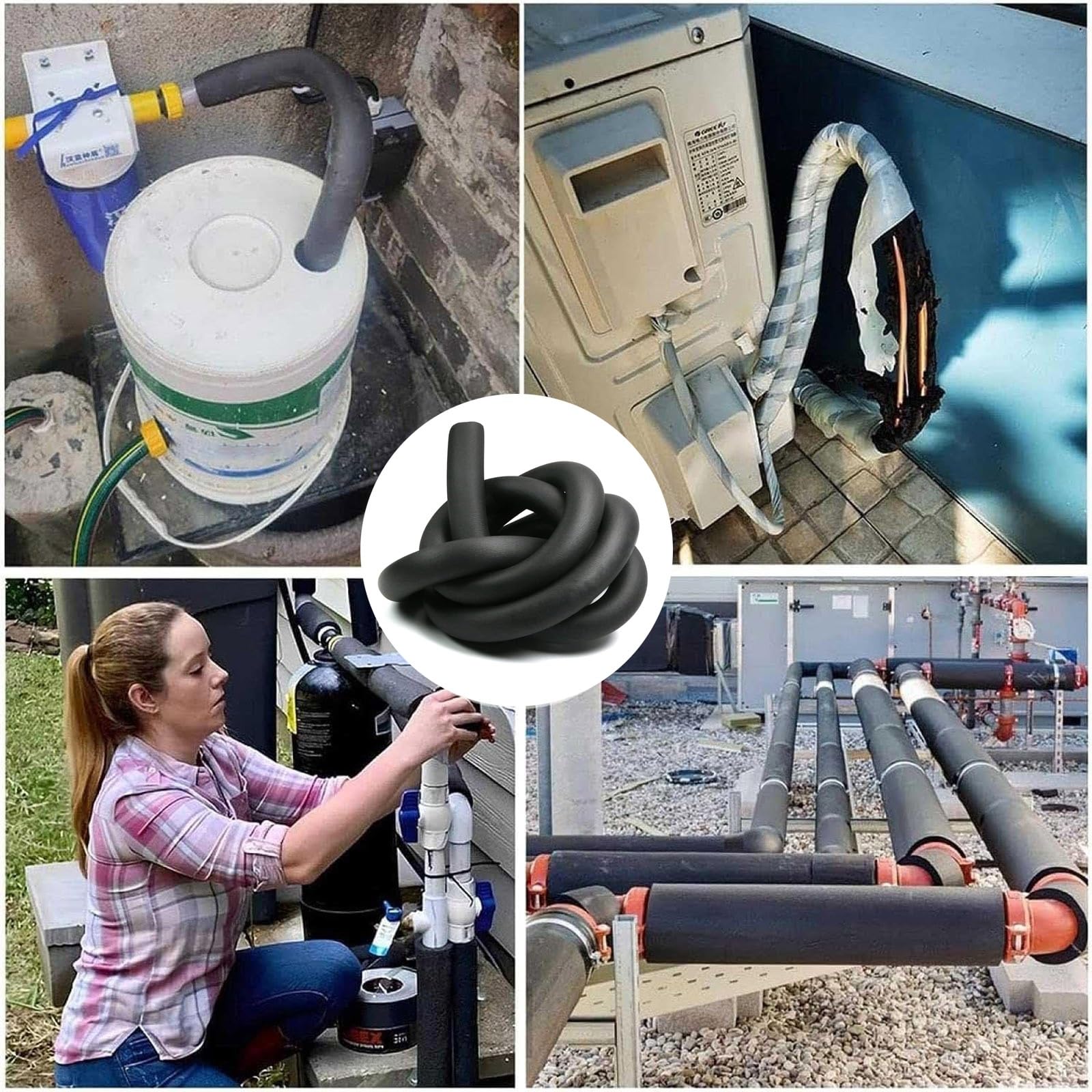 Tubo Isolante in Schiuma per Tubi 1.9m Nero Isolamento Tubi In Schiuma Isolante per Tubature Impermeabile per Riscaldamento Idraulico Tubi in Rame(89mmx30mmx1.9m)