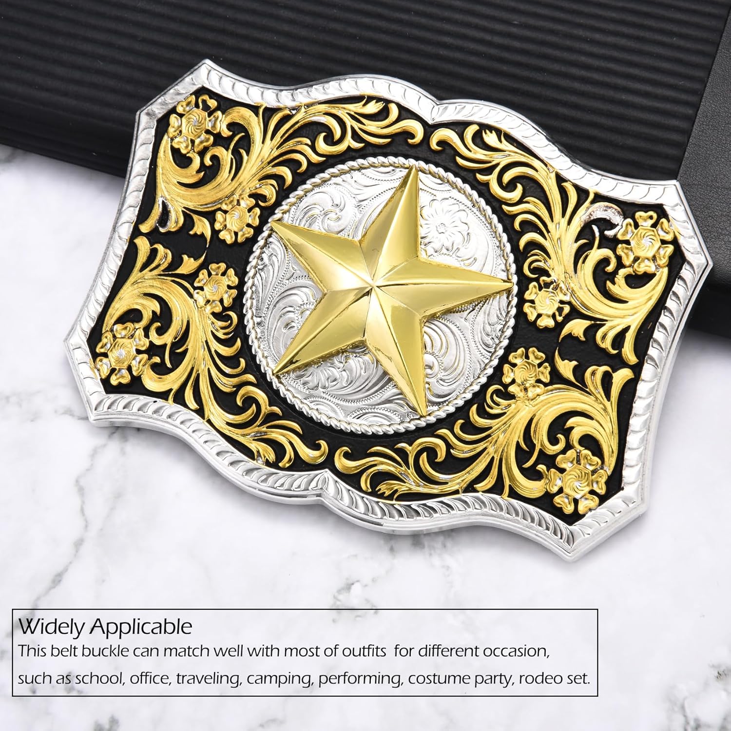 Western American Belt Buckle for Men Golden Floral Scorpion Horse Rooster Belt Buckles Men Western Cowboy - Image 3