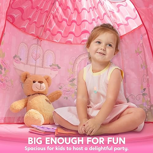 Miniatura 3 de JOYIN Tienda de campaña de princesa para niñas, casa de juegos grande para niños, castillo para niños, casa de juegos desplegable para niños