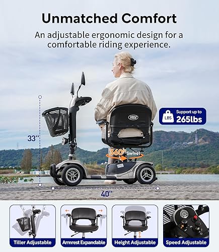 Miniatura 2 de VOCIC Scooter de movilidad para adultos, scooter de movilidad motorizado para personas mayores, scooter motorizado todo terreno con asiento y cesta,