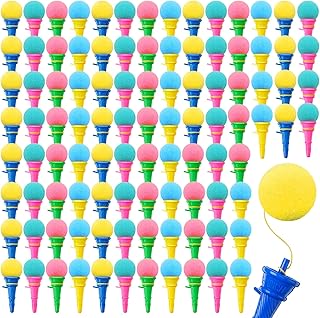 Meooeck 128 Pcs Ice Cream Shooter Bulk 4 Inch Ice Cream Prizes Cone Ice Cream Party Favors Foam Ball Launcher for Girls and Boys Carnival Birthday Game Prizes Decorations