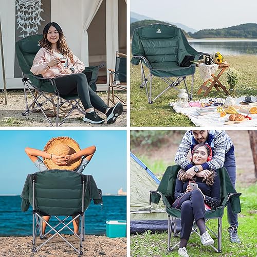Miniatura 6 de Nice C Sillas de campamento, silla de campamento acolchada XL de gran tamaño, silla de exterior, silla de campamento, silla de descanso, ancho y