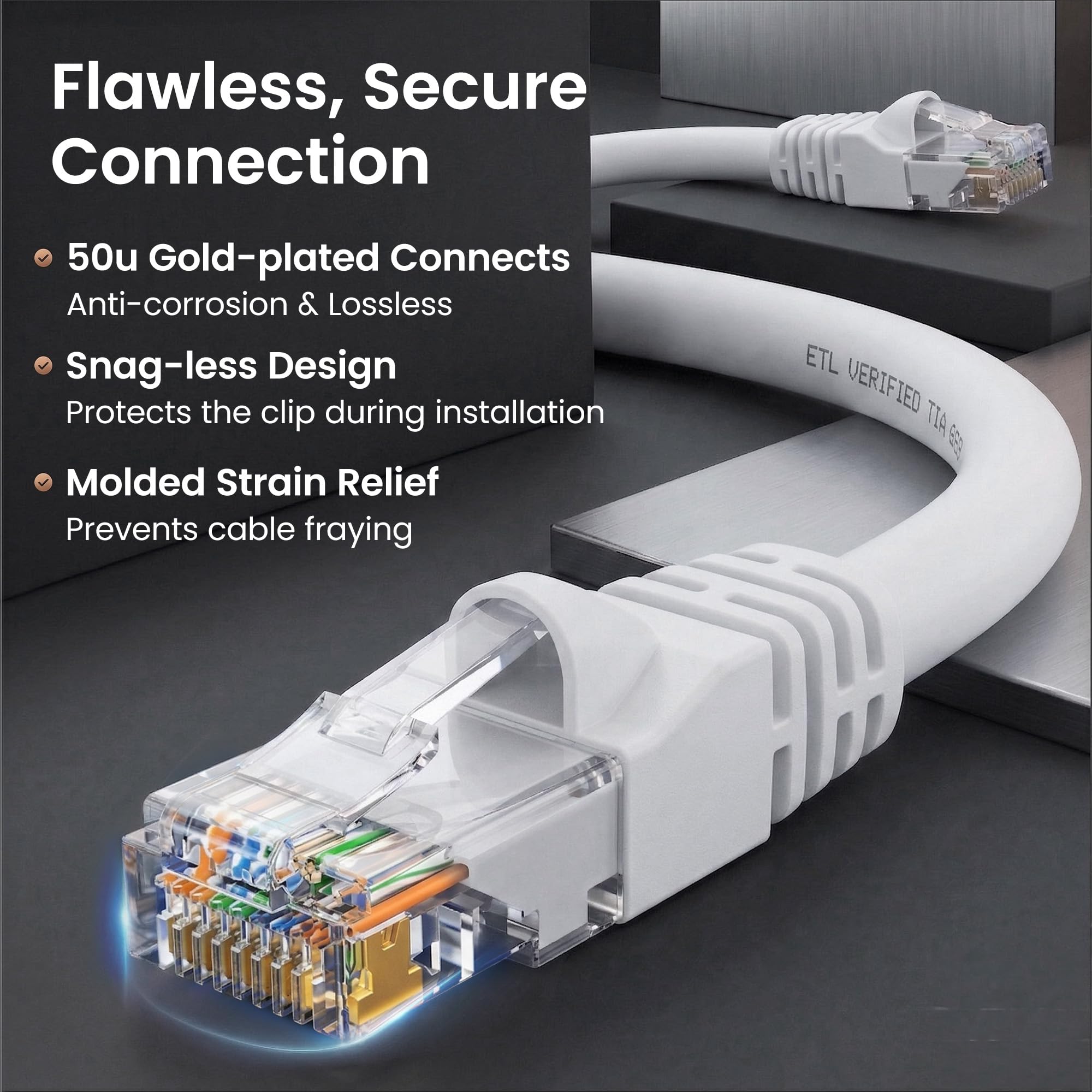 Gear It - Câble Ethernet 15 cm Environ, catégorie 6, Protection Anti-Coupure, Cordon pour réseau LAN, Noir