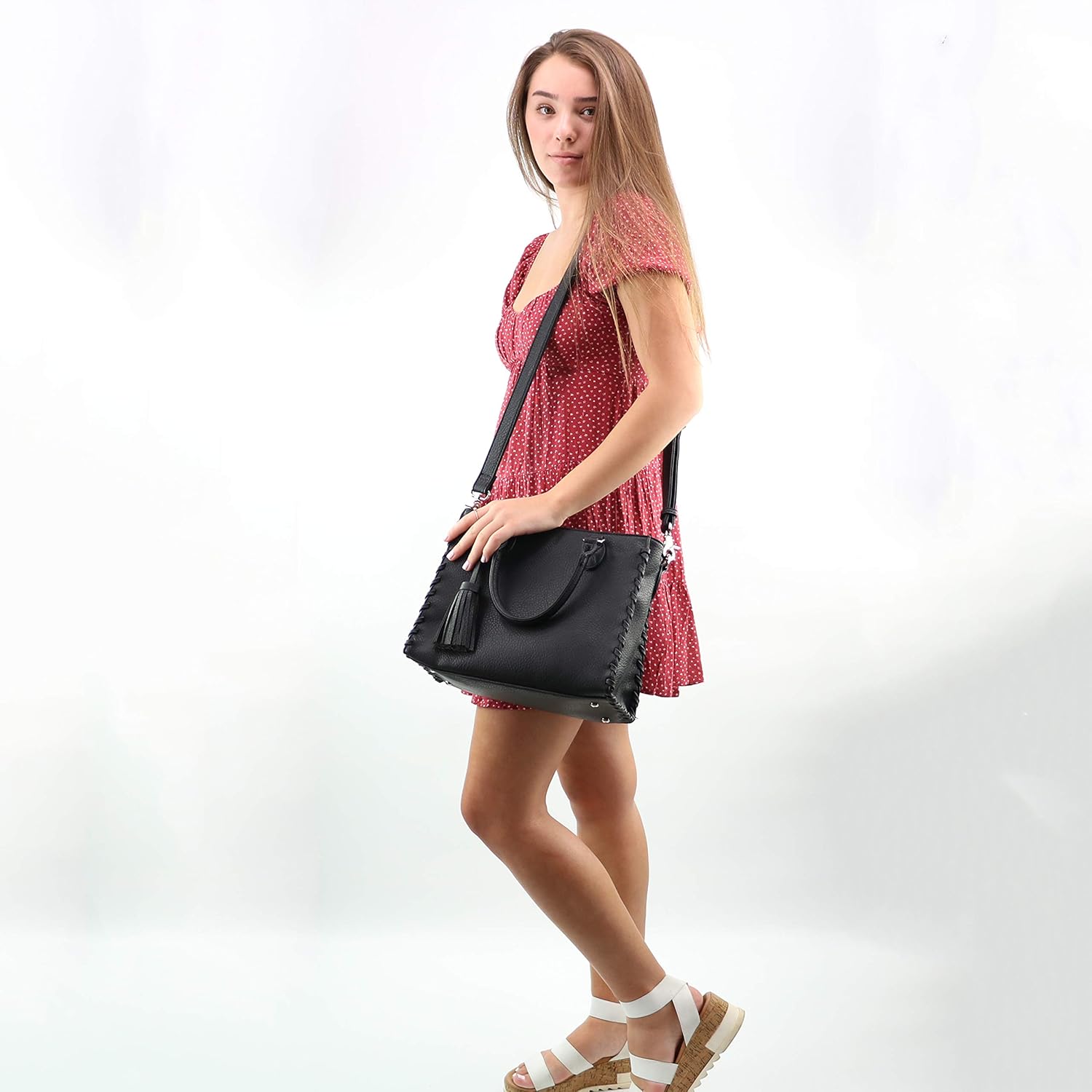 Lady Conceal Laced Ann Satchel Concealed Carry Purse Locking Zipper CCW Handbag for Women with Universal Holster