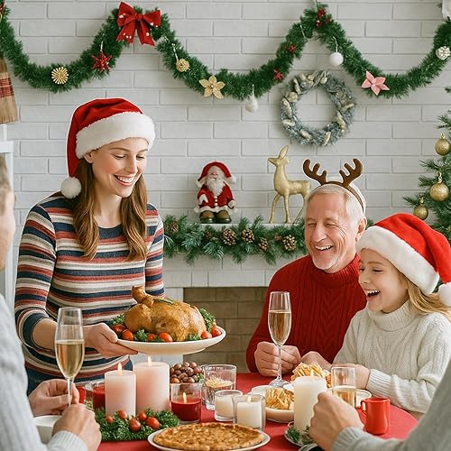 Miniatura 5 de Paquete de 2 guirnaldas de Navidad iluminadas, guirnalda de Navidad preiluminada de 15 pies con luces para barandilla de escaleras de manto,