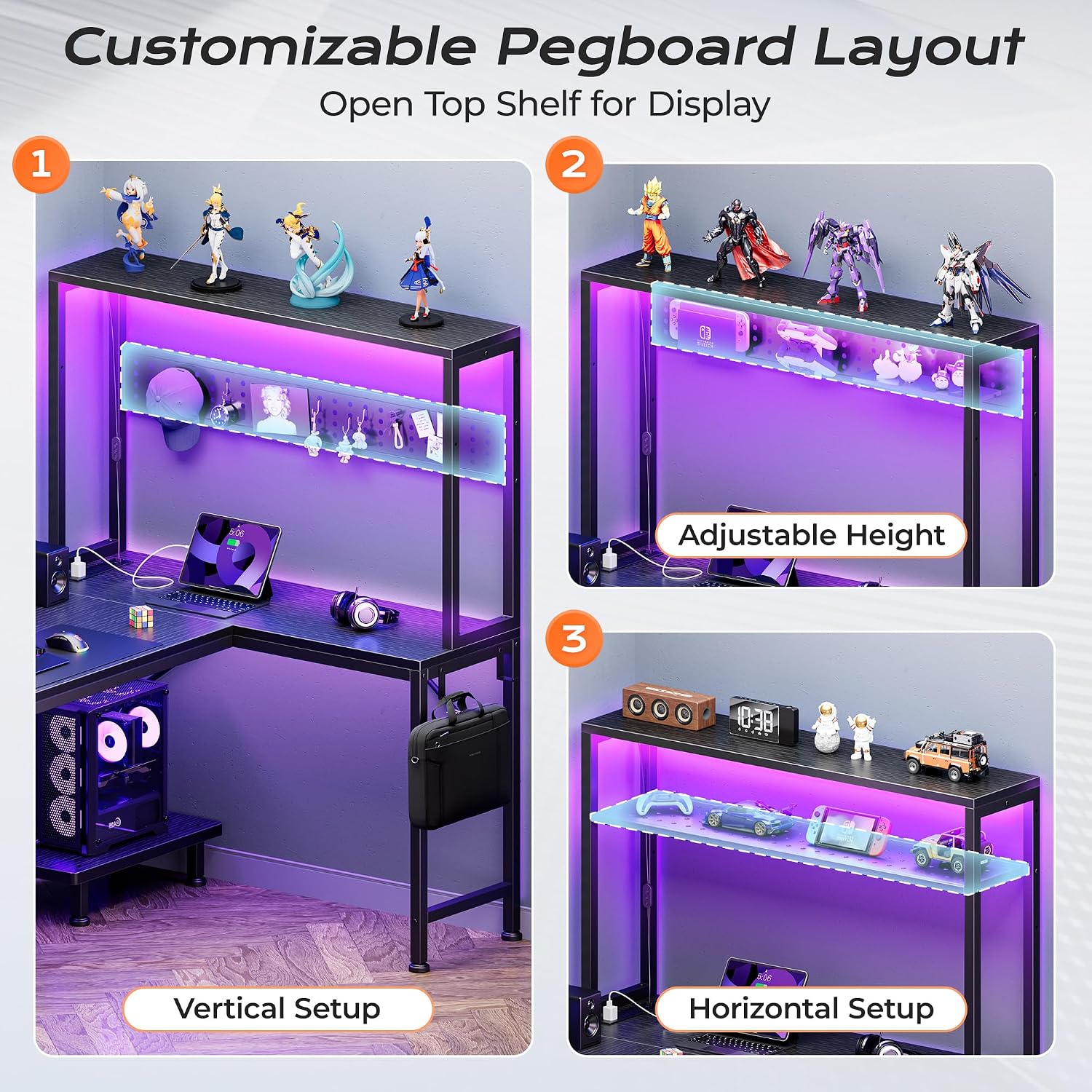 Customizable pegboard layout options