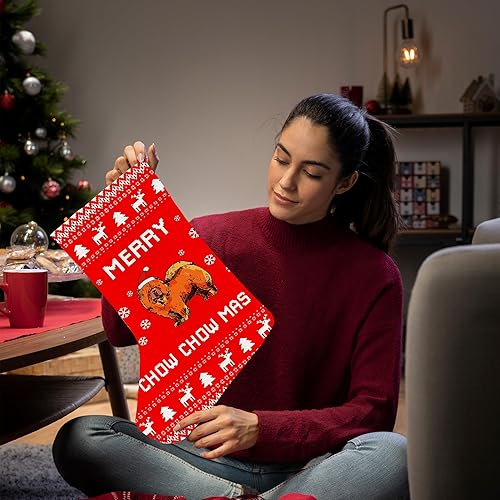 Miniatura 5 de Calcetines de Navidad Chow Chow de 16 pulgadas, medias de Navidad rojas, medias de Navidad, decoraciones navideñas para perros Chow Chow,