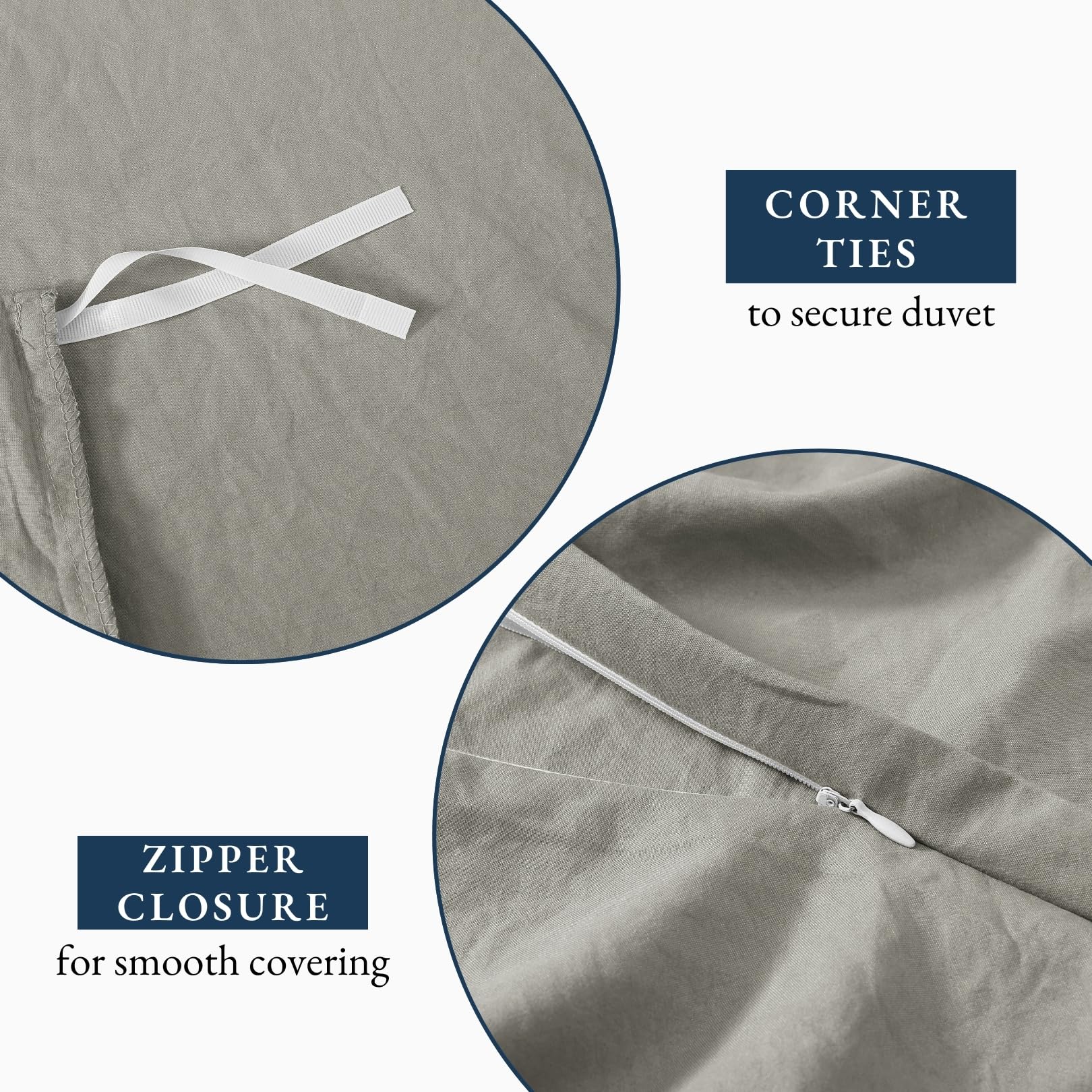LANE LINEN 4-Piece Super King Bedding Set - Pre-Washed Microfiber Duvet Cover, Fitted Sheet, and Pillowcase - Cozy and Durable (Silver) - Image 4