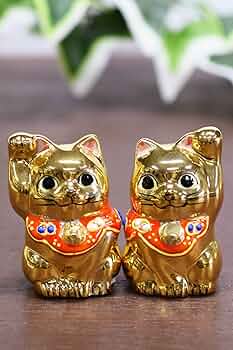 九谷焼　招き猫　黄色　ピンク　2匹　美品 九谷焼 招き猫 黄色 ピンク 2匹 美品 九谷焼 招き猫 黄色 ピンク