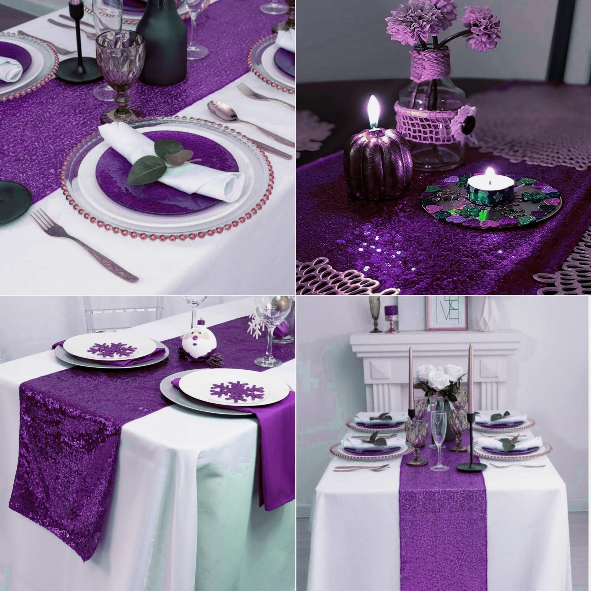 Confezione da 15 runner da tavola con paillettes metallizzate scintillanti, runner da tavola per matrimoni, fidanzamenti, feste di compleanno, feste di fidanzamento, cene, baby shower, decorazioni