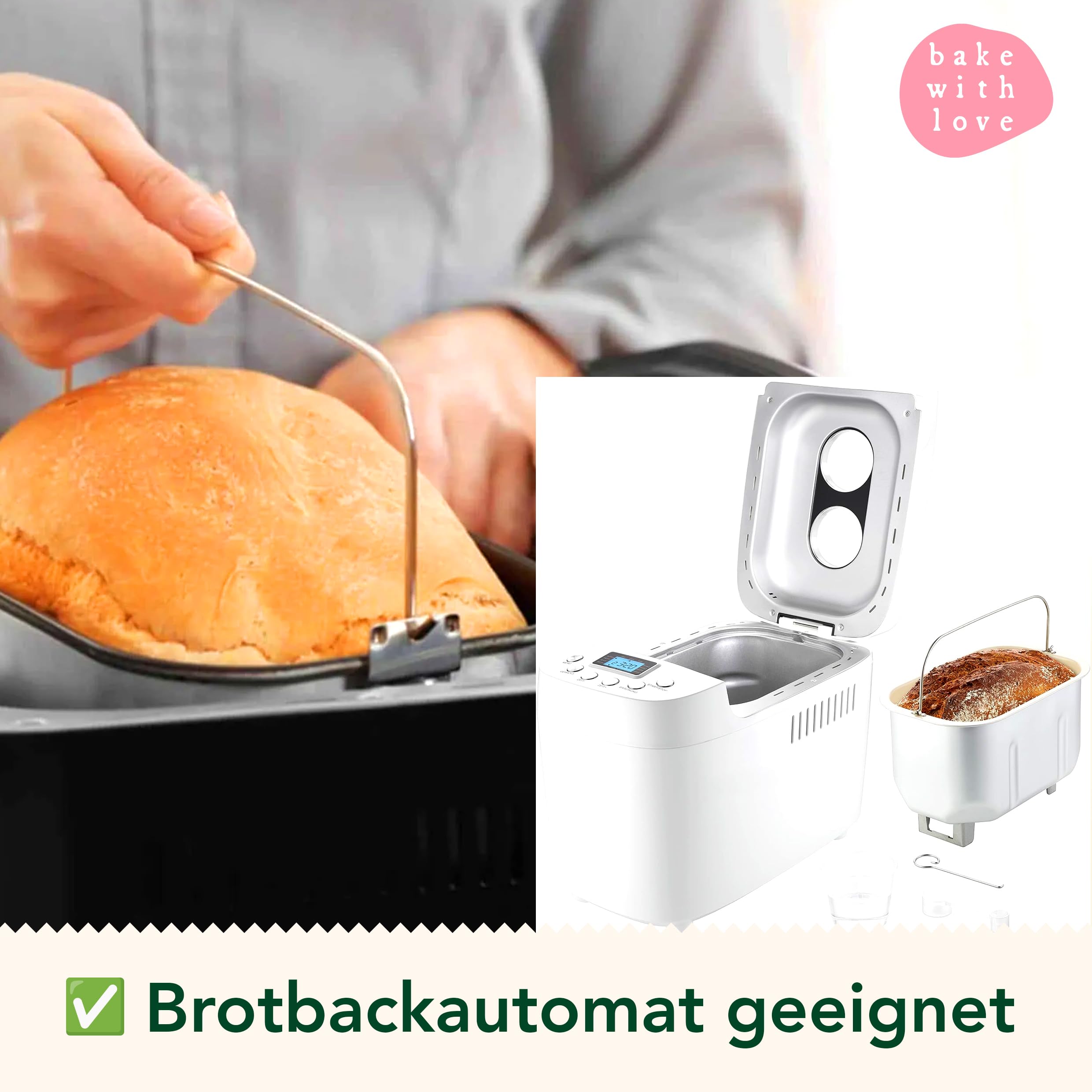 Keto Brot Backmischung – vegane Lower Carb Eiweißbrot Brotbackmischung mit wenig Kohlenhydraten – proteinreich für ketogene Ernährung – für Ofen, Brotbackautomat & Brötchen – Bake with Love- 10er Pack