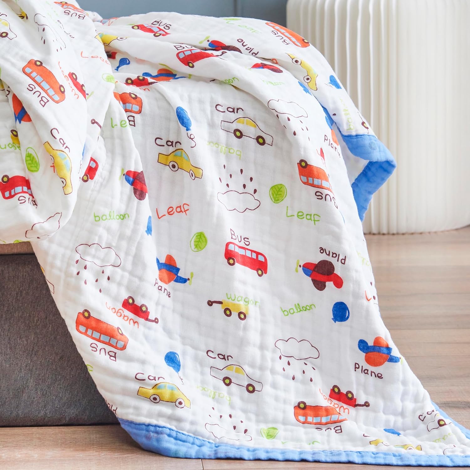 J-pinno Cars Cute Muslin Blanket Reversible 100% Cotton 6 Layer Quilt Bed Blanket Soft Warm Throw Sofa Couch Toddler Kids Cartoon Travel Coverlet Sheet (Cars, Crib 45" X 60")