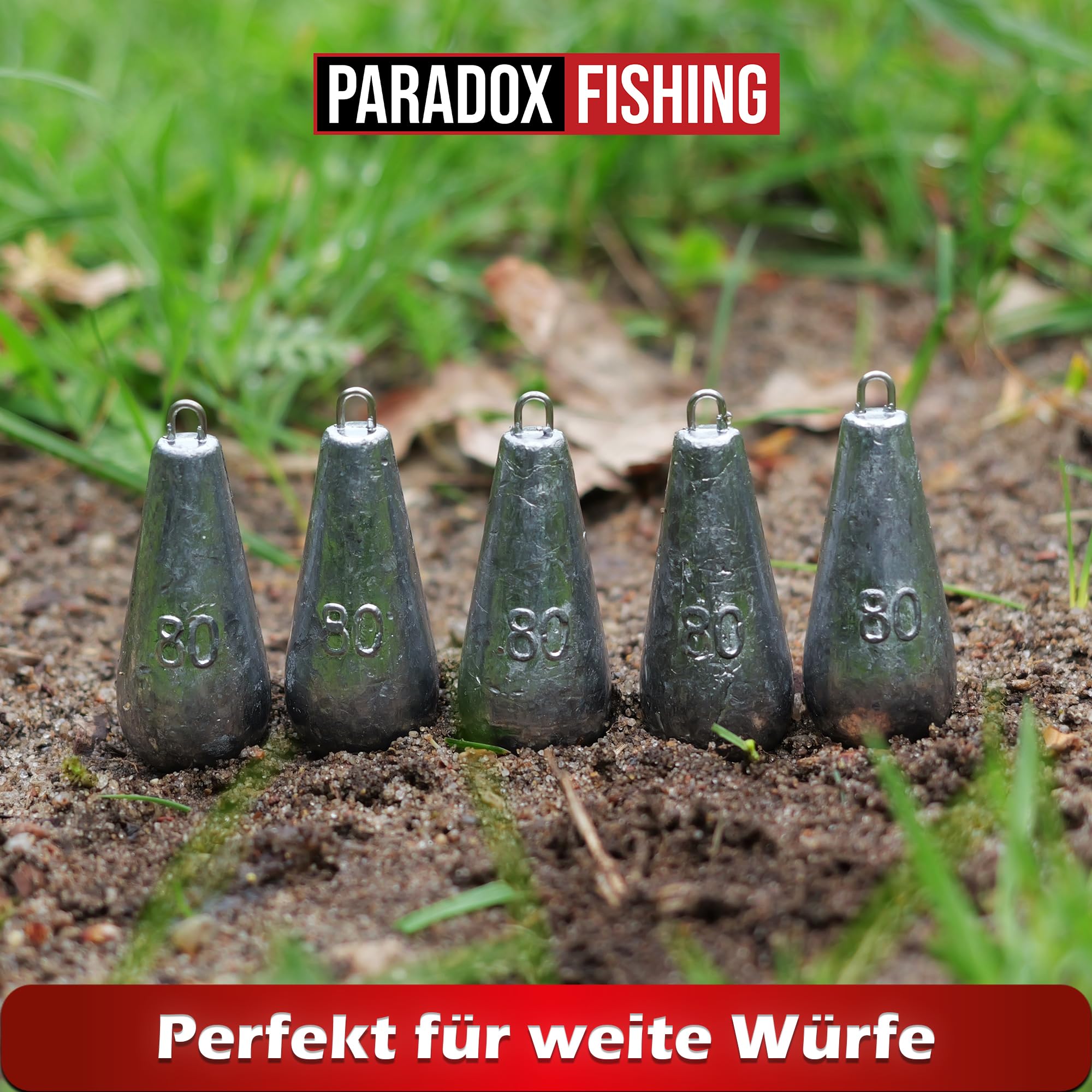 Paradox Fishing Zestaw ołowiu gruszkowego, 5 x 80 g, ołów, wędkarstwo, ołów, ciężarki, akcesoria wędkarskie