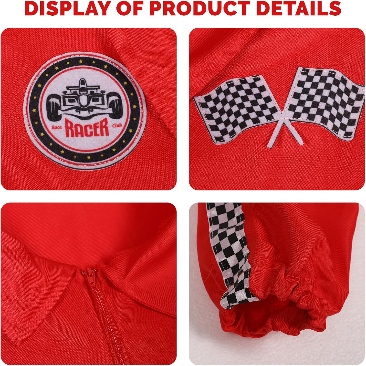 Race Car Driver Costume for Slim Adults, Racing Jumpsuit Racing Onesie Jacket for Halloween Men Women Cosplay Outfit - Image 7