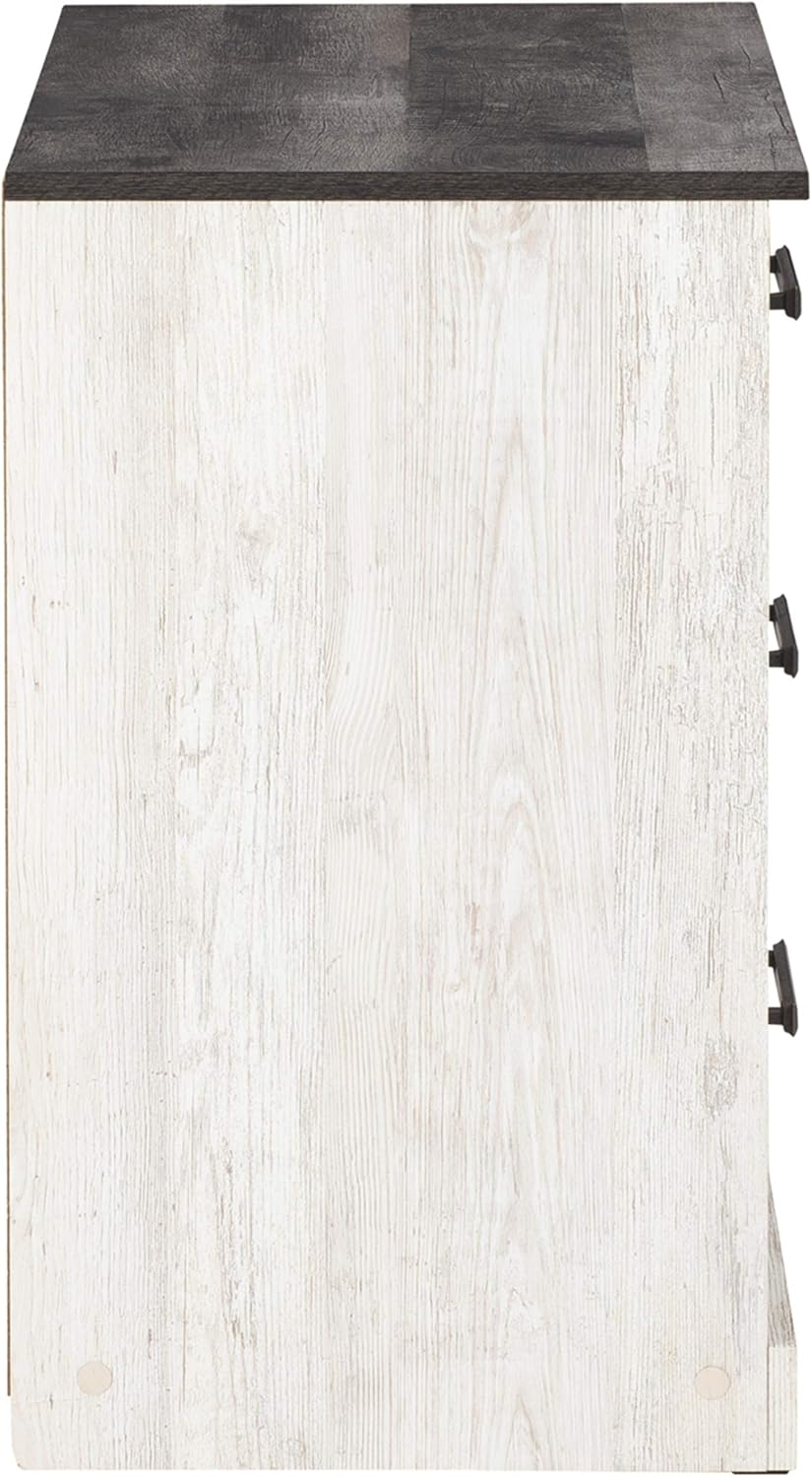 Signature Design by Ashley Shawburn Farmhouse 3 Drawer Chest of Drawers, White & Dark Gray : Everything Else