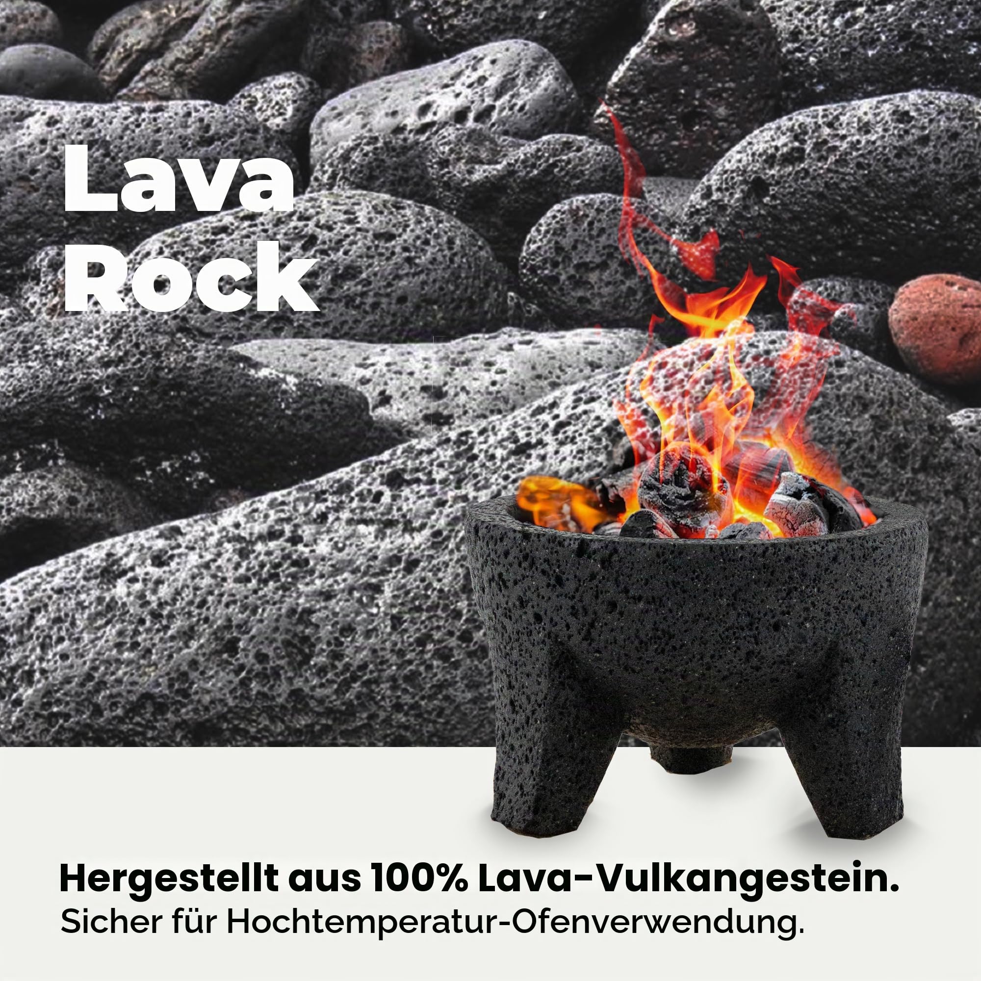 Traditionelles Molcajete Mexicano Vulkangestein Mörser und Stößel Set, handgefertigt aus authentischem Lavastein in Puebla Mexiko, Guacamole, Schüssel, Schneidebrett inklusive Molcajete Bowl de Piedra