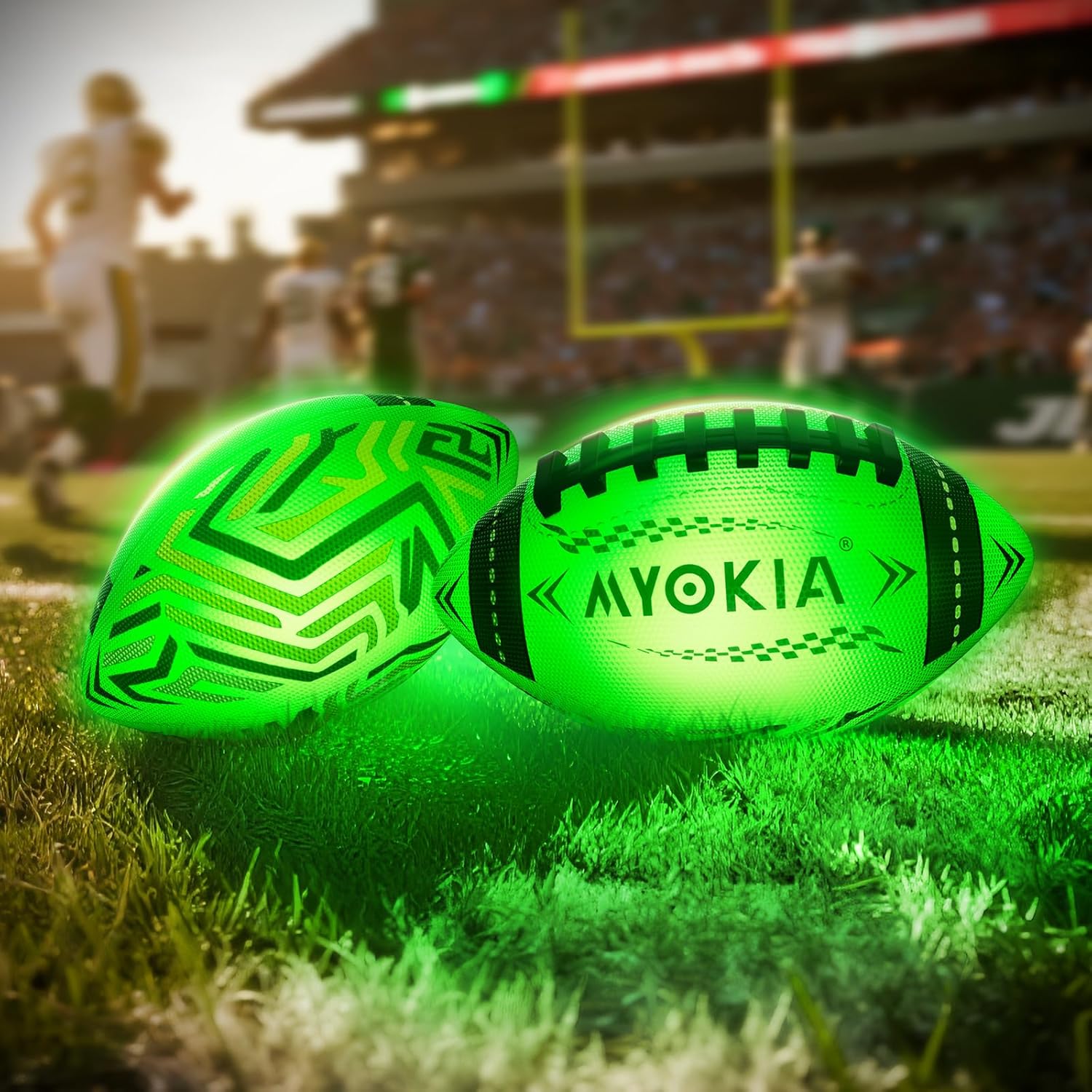 RGB Waterproof Rechargeable Light Up Football Birthday Gift, Glow in The Dark Football with Pump & USB Cable, Tri-Color (Red, Green, Blue), Size 6, Outdoor Night Games