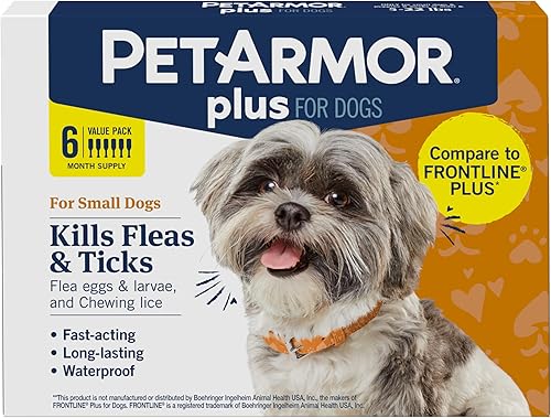 PetArmor Plus - Prevención de pulgas y garrapatas para perros tópica impermeable mata pulgas huevos de pulgas larvas de pulgas garrapatas y piojos