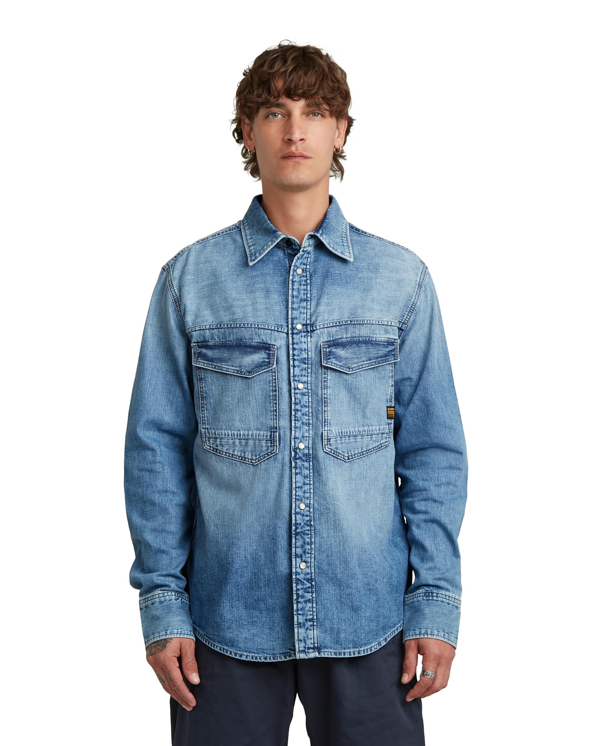 G-STAR Men's Dakota Regular Shirt, Size: S, Color Blue