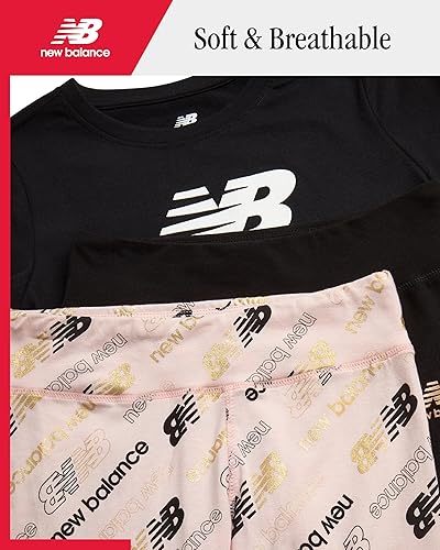 Miniatura 2 de New Balance Conjunto de leggings activos para niñas camiseta de 3 piezas y leggings