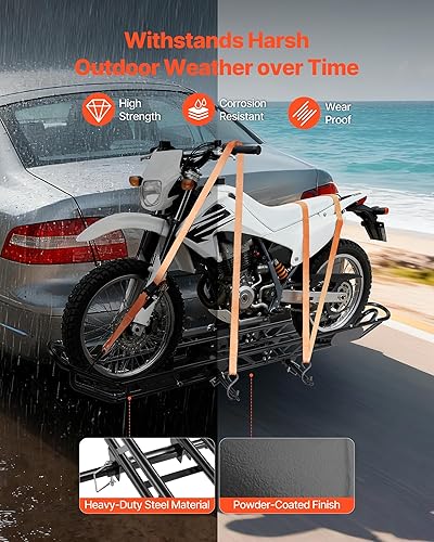 Miniatura 3 de VEVOR Portabicicletas, capacidad de 500 libras, estante de montaje de enganche de acero resistente con dispositivo de bloqueo anti-inclinación,
