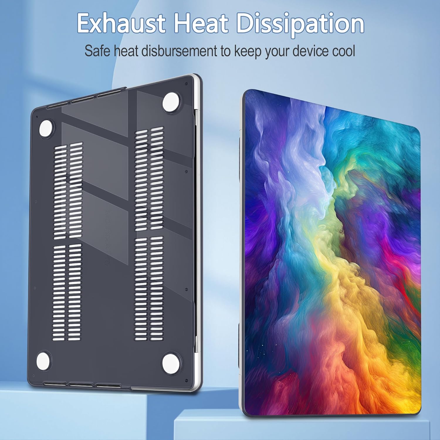 Mektron for 2025 MacBook Pro 14-inch M5 Case A3434 Fits 2024-2021 M4 A3112 A3401 A3185 M3 A2918 A2992 M2 A2779 M1 A2442 Pro/Max, Printed Plastic Hard Shell Laptop Cover, Rainbow Cosmic - Image 8