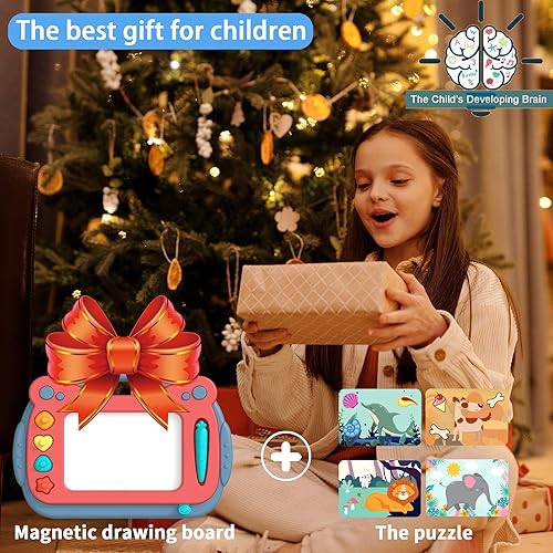 Miniatura 7 de VIIPOO Juguetes para niños tablero de dibujo magnético 4 piezas de juguete de rompecabezas de animales tablero de dibujo de garabatos juguete