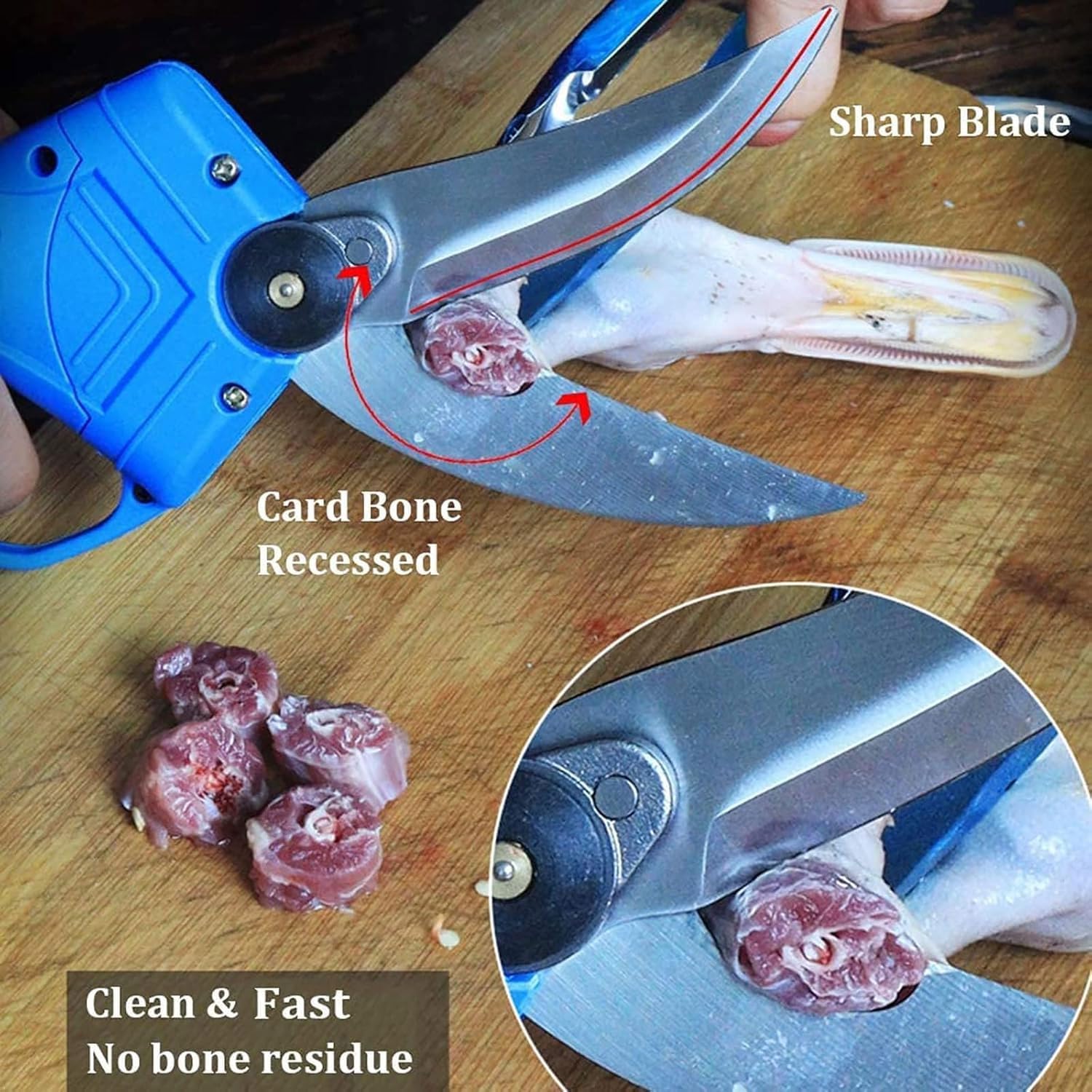 Tijeras deshuesadoras inalámbricas, eléctricas para cocina, con batería de 7500 mAh, encuadernación de acero inoxidable, doble protección, para alimentos, aves, rapaces, cangrejos y mariscos.