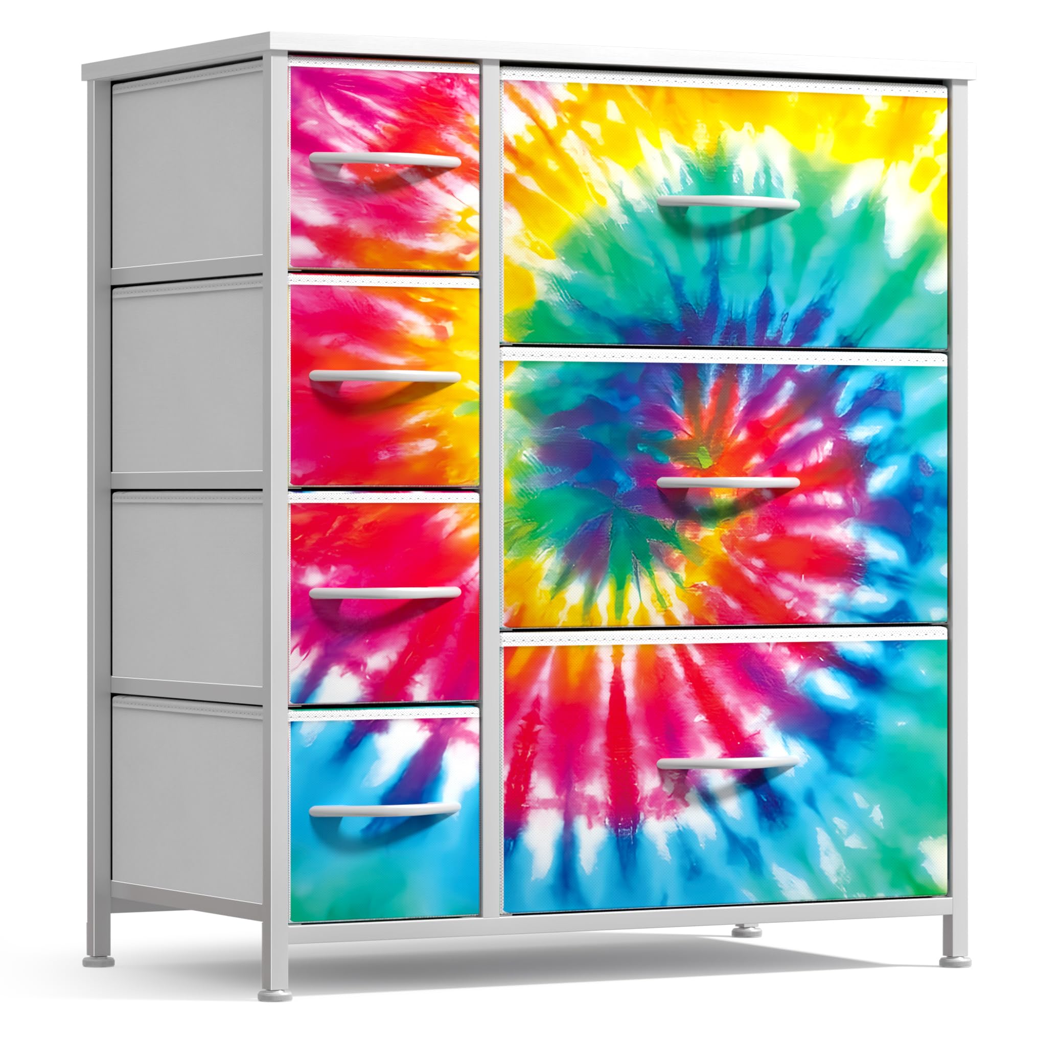 Sorbus Dresser with 7 Drawers - Furniture Storage Chest for Kid’s, Teens, Bedroom, Nursery, Playroom, Clothes, Toys - Steel Frame, Wood Top, Tie-dye