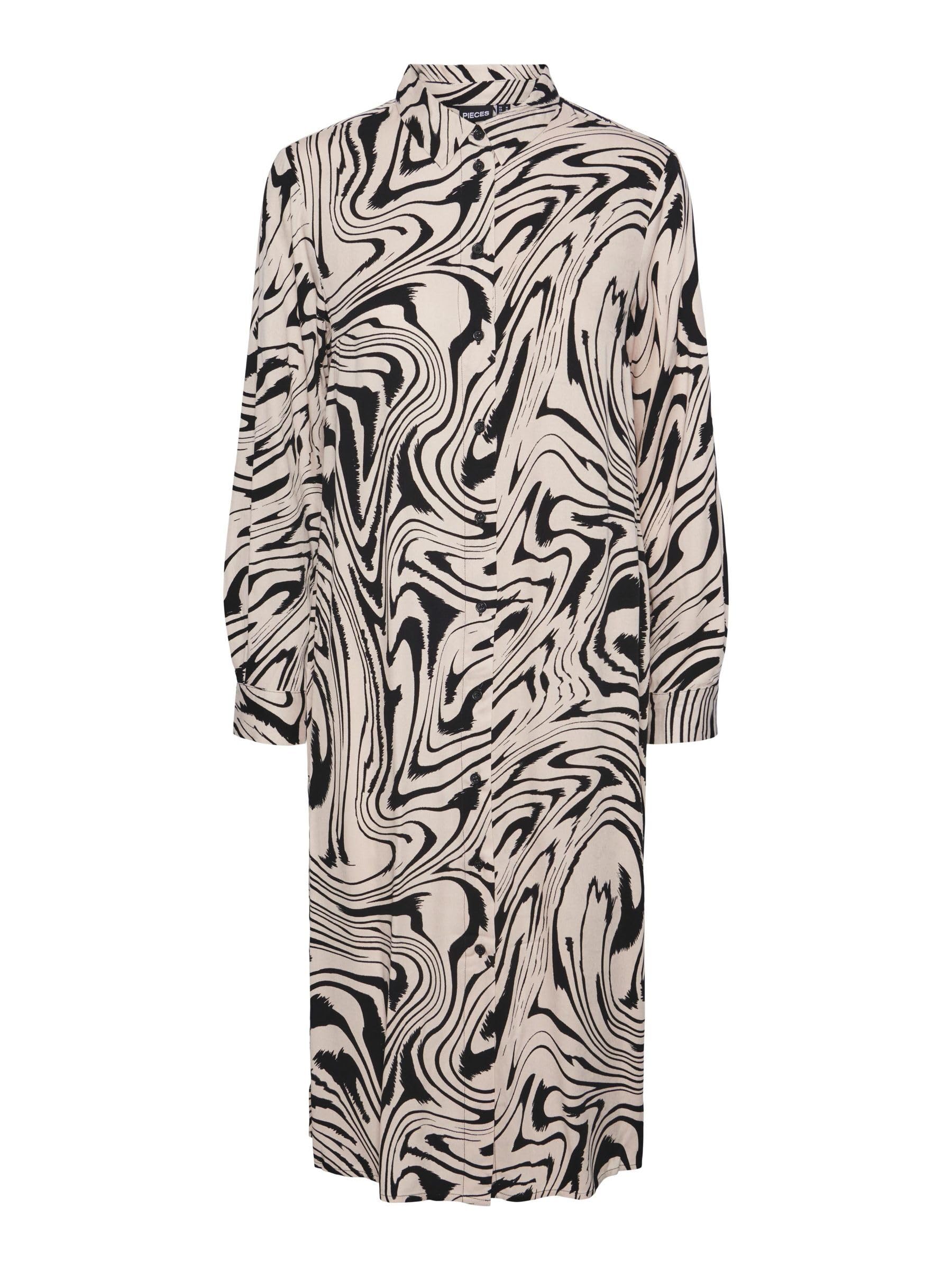 PIECES PCKIMMIE Female Blouse Dress, Silver Gray/AOP: Graphic, S