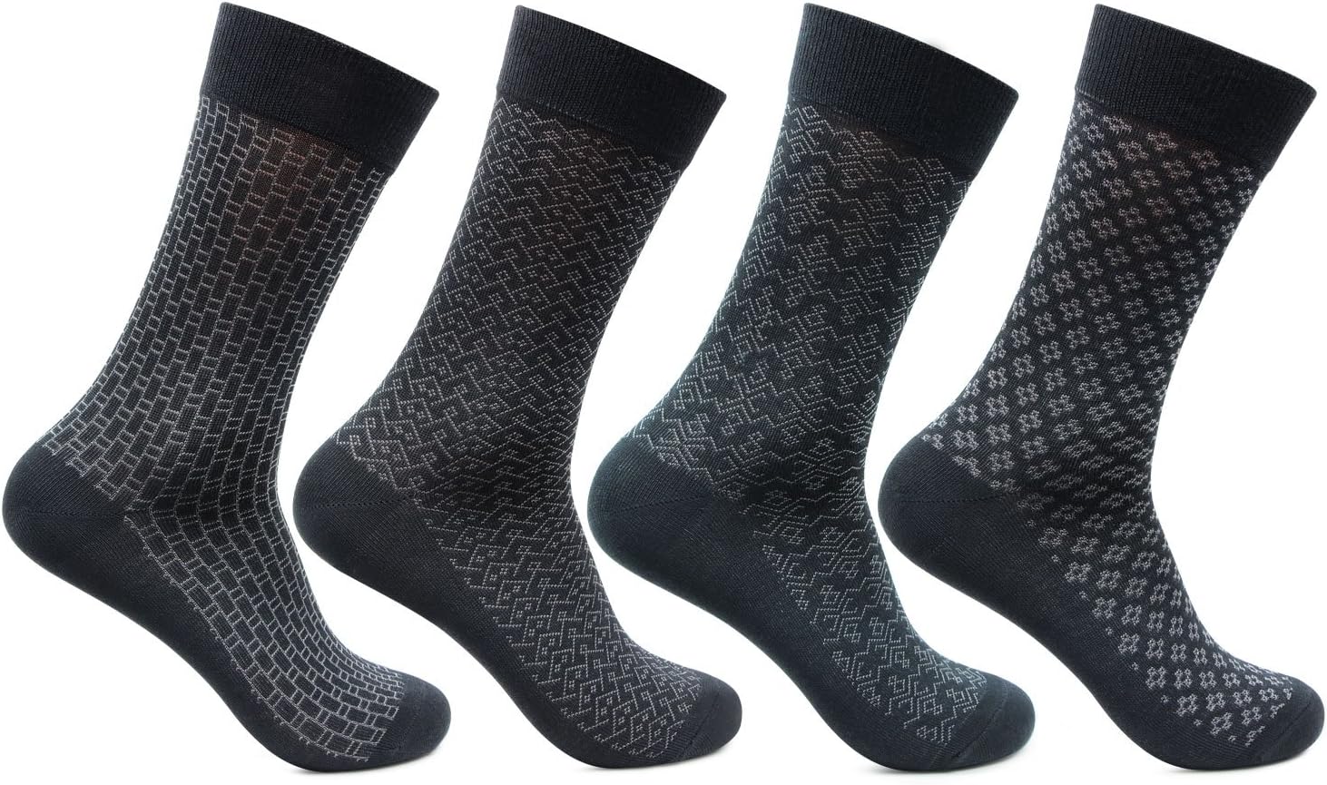 Bonjour Men Crew Length Cotton Socks Multi Coloured Pack of 4