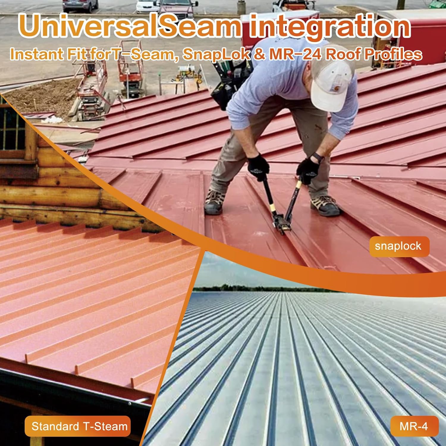 Standing Seam Roof Anchor, Aluminum Construction, Non - Penetrating Design for T - Seam, SnapLok & MR - 24 Roof Profiles, OSHA Compliant Fall Protection