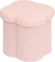 Bonlife Pink Ottoman Storage Box,Folding Storage Seat Box,Small Footstool For Living Room,Kid's Toy Chest Box,Teddy Flower Shape,38x38x38cm