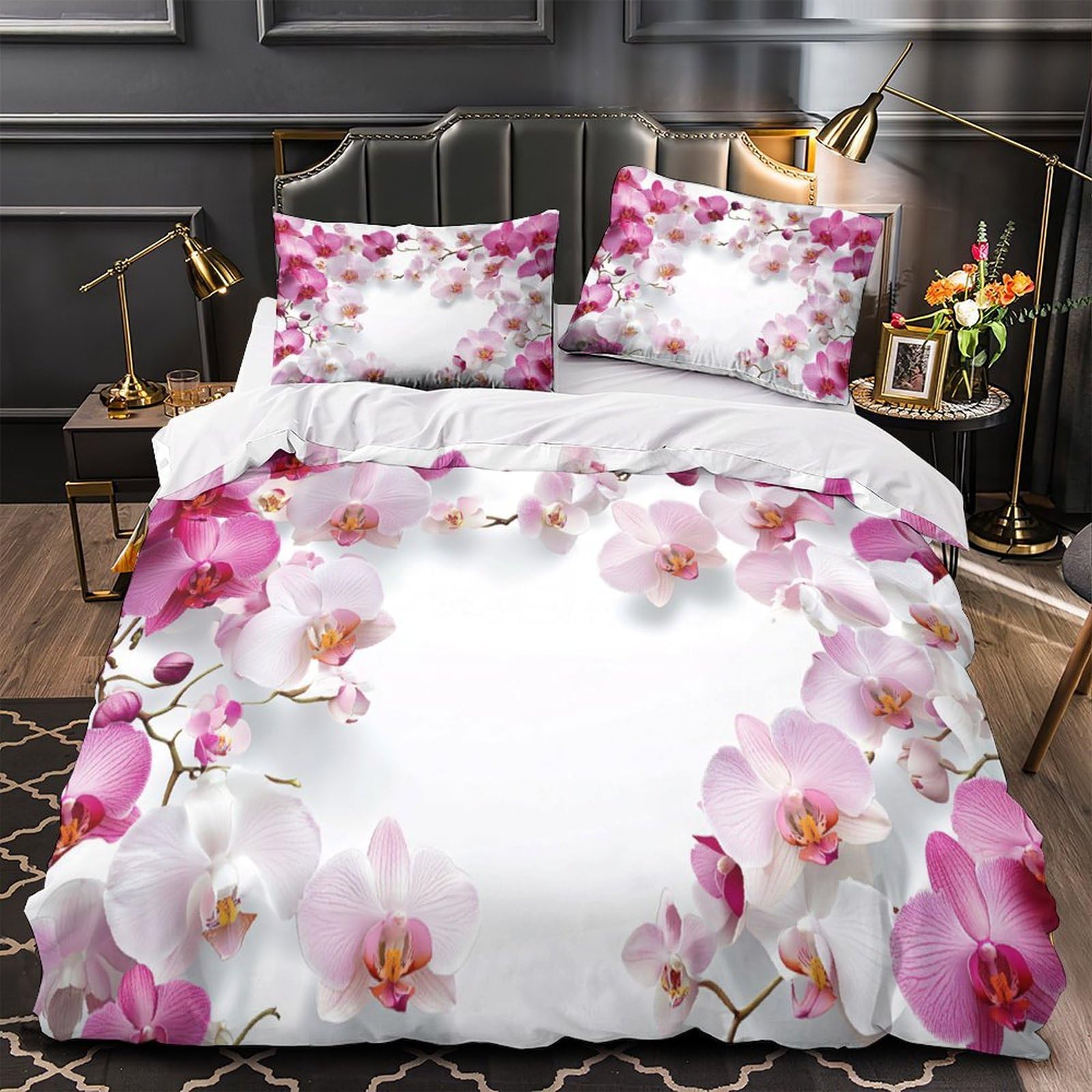 Housse de couette imprimée orque 200x200 parure de lit microfibre zippée