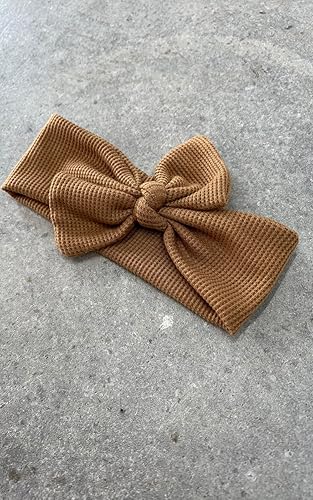 Miniatura 3 de Brown Waffle Stretch Headband with Bow - Wide Baby Headwrap - Brown Baby Headband - Newborn Baby Hair Bow - Baby Take Home Outfit - Fall Baby Bows