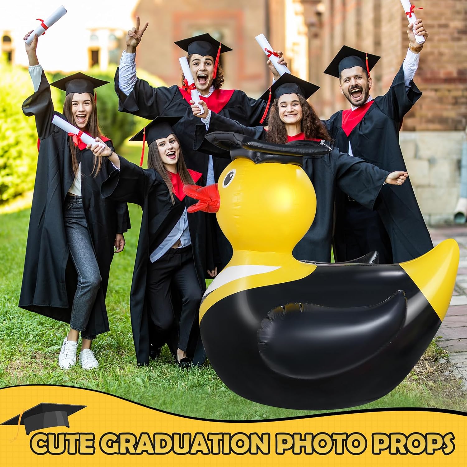 2 Pack 4.5 ft Tall Graduation Giant Inflatable Duck Pool Party Decorations,Large Yellow Inflatable Duck with Cap and Gown Graduation Pool Floats Blow Up Duck for Graduation Class of 2026 Party