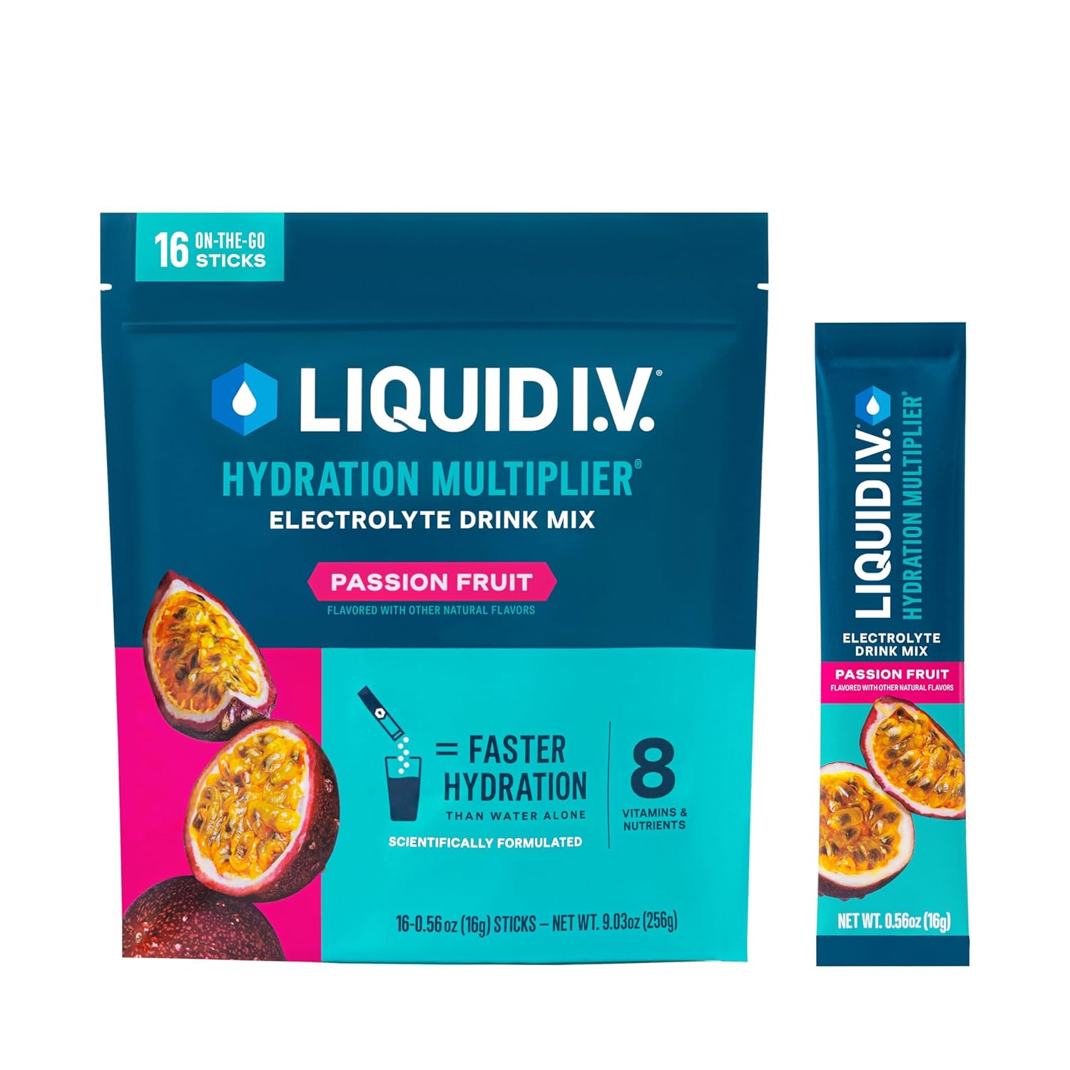 LIQUID IV Passion Fruit Hydration Drink Mix 16 Count, 16 GR