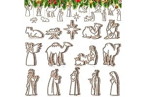 Wooden Christian Nativity Ornament Set