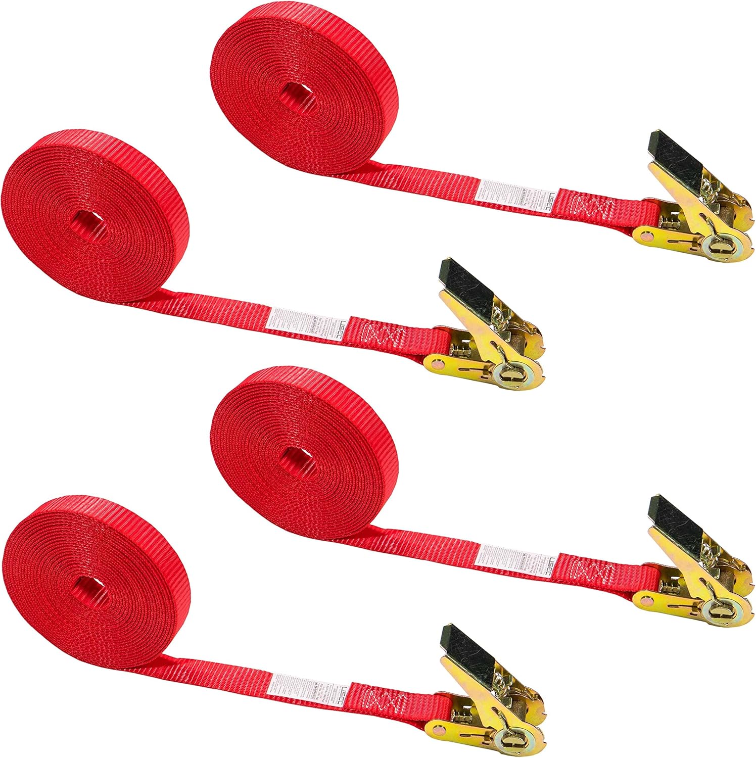 Endless Ratchet Straps 1"x20 Ft 4-Pack – Red Hookless