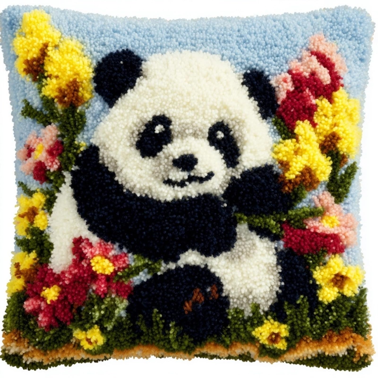 AxiangziK DIY Latch Hook Pillow Kits for Adults,Flowers and Pandas