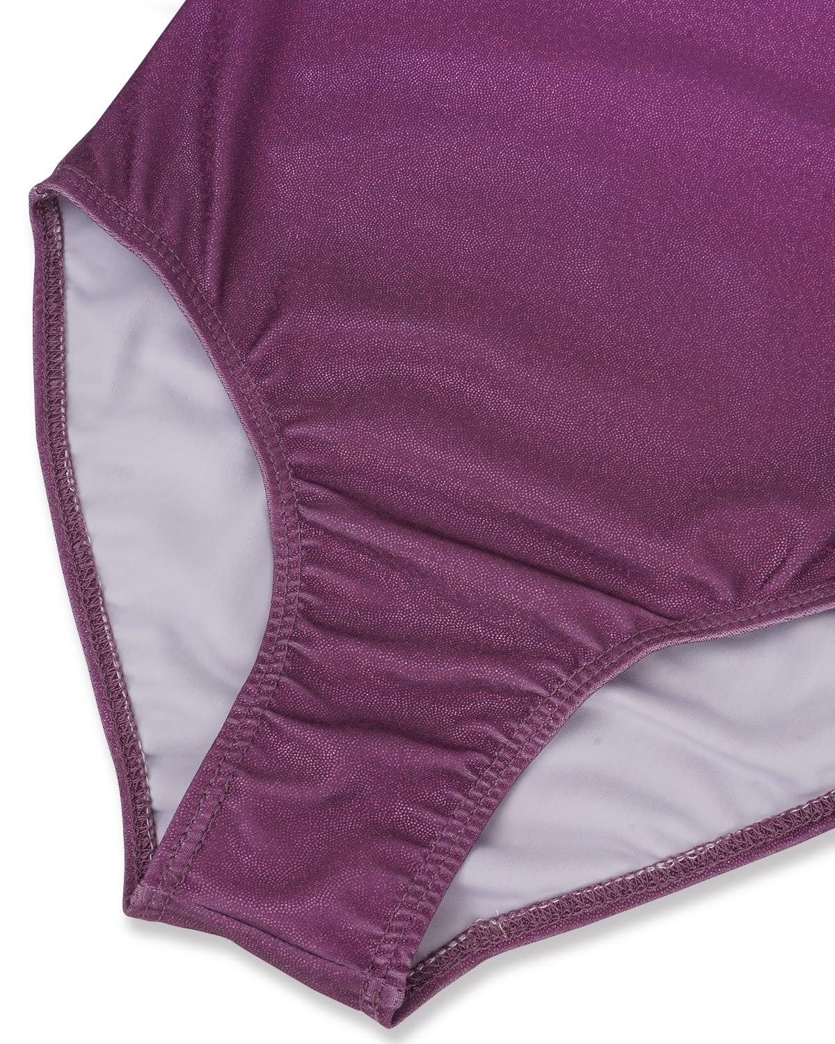 Gogokids - Set da ginnastica in 3 pezzi, con scollo a Y, senza maniche, con pantaloncini e fascia, con motivo a blocchi di colore blu e viola, 3-12 anni