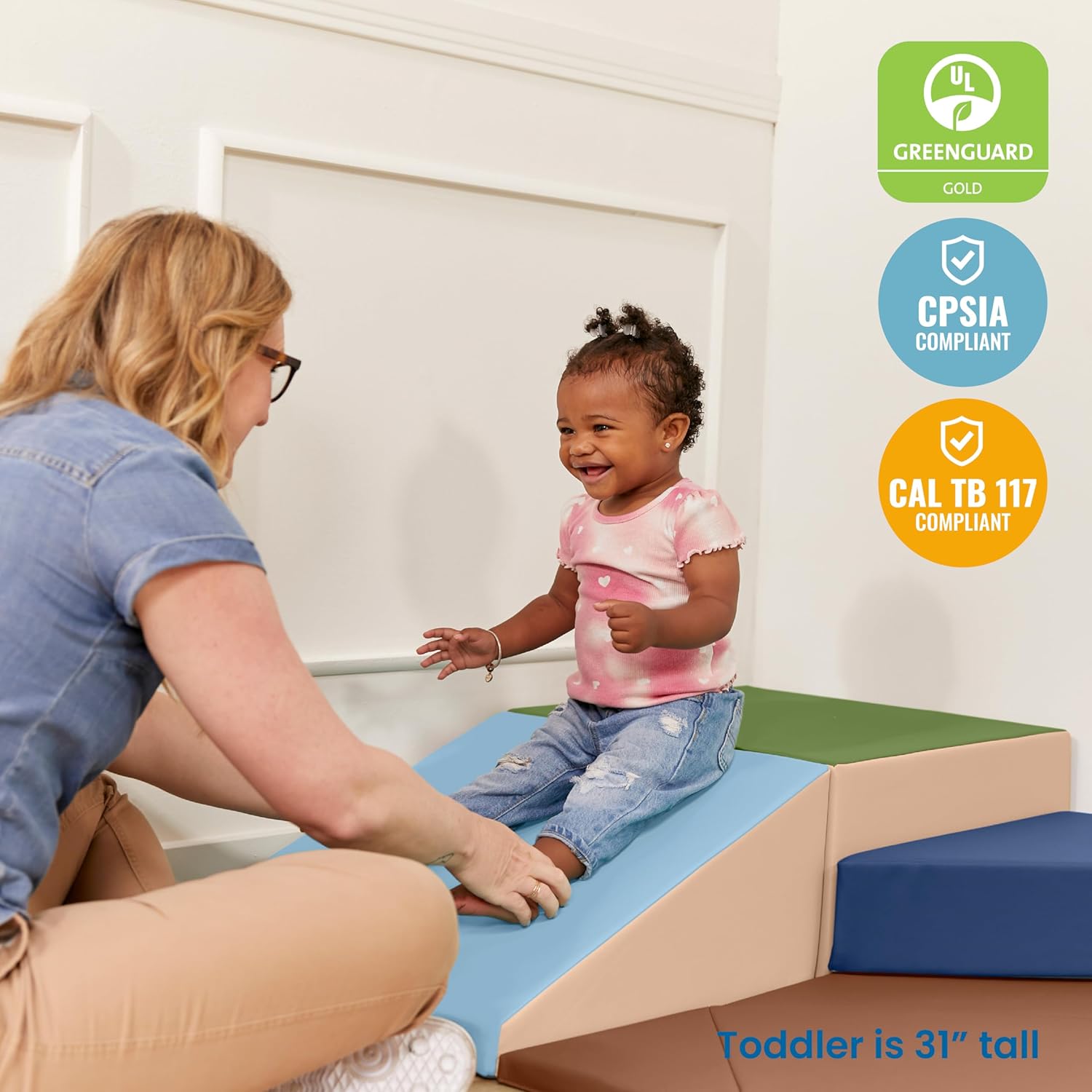 ECR4Kids SoftZone Adventurer's Summit Ramp, Corner Climber, Earthtone, 4-Piece