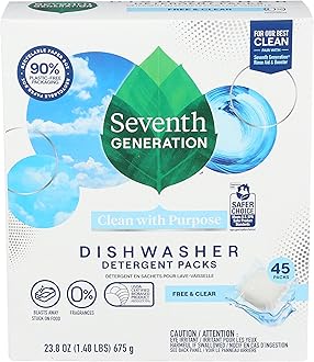 Dishwasher Detergent Packs Free & Clear for sparkling dishes Dishwasher tabs 45 count