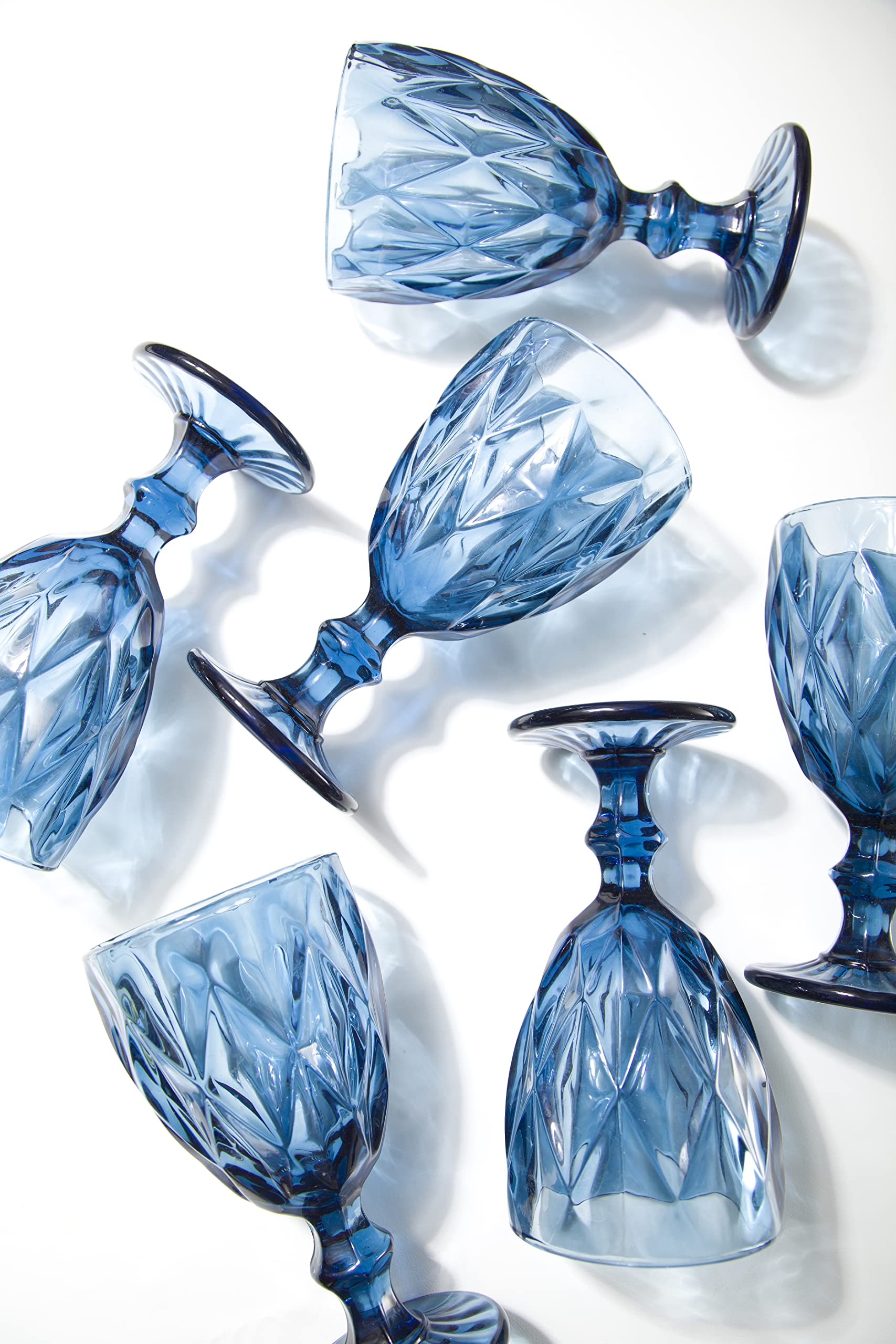 Photo 1 of Blue Glasses Goblets, Drinkware 12 Ounce Water Glasses Wine Glasses Set of 6