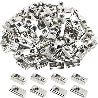 100 Pcs 2020 Series M5 Half Round Roll in Spring T Nuts, Roll in Spring Loaded T Nut for European Standard 20 Series 6mm T-Slot Aluminum Extrusion Profile