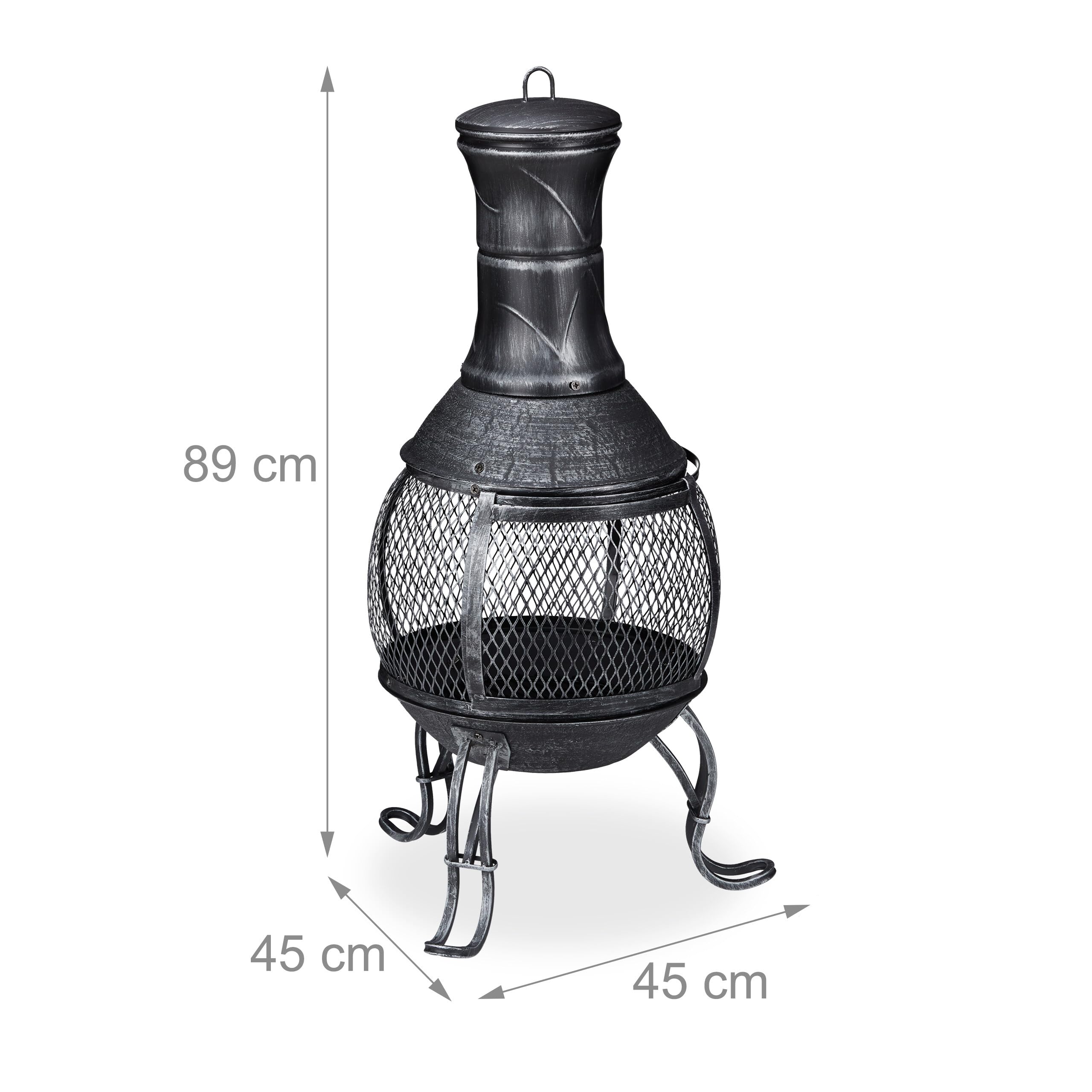 Relaxdays Forno Azteco Attizzatoio Graticola per Legna Griglia Parascintille Giardino Alto 89 cm Grigio