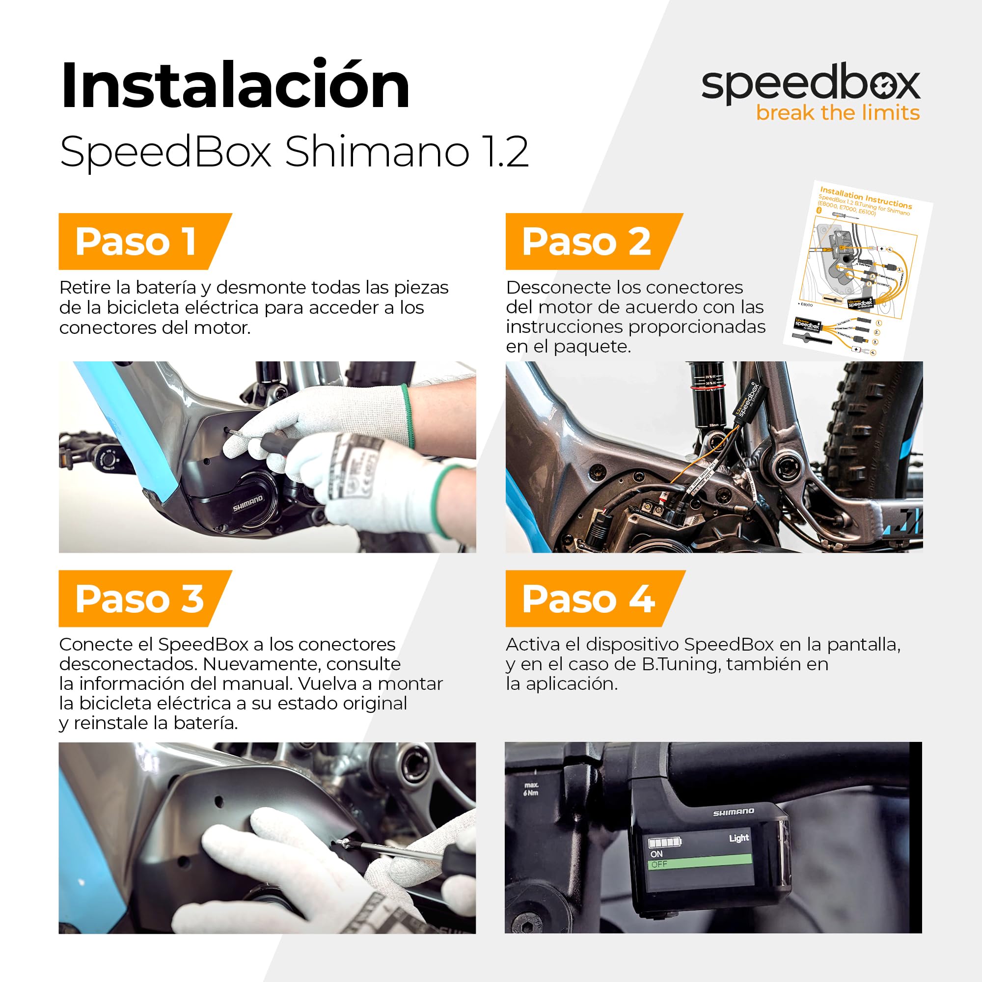SpeedBox 1.2 Bluetooth Módulo de Rendimiento E-Bike, Shimano E8000–E5000 | Velocidad de asistencia ajustable, SpeedBox Connect App, Compatible E8000, E7000, E6100, E5000