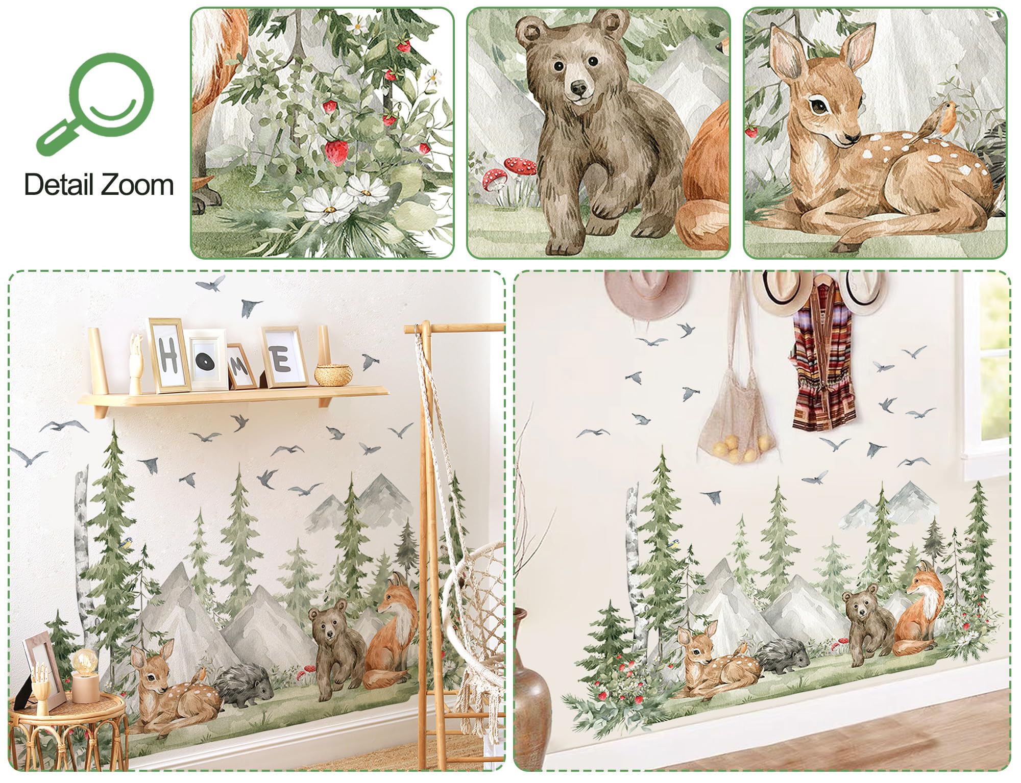 Wondever Adesivi Murali Grande Albero Animali Sticker Da Muro